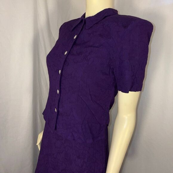 Vintage 90s Karin Stevens Purple Textured Rayon 2-Piece Maxi Dress Set Size 6 Ja - Picture 9 of 15